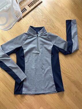 Women's Long-Sleeve Quarter-Zip Rashguard in Heather Gray & Navy